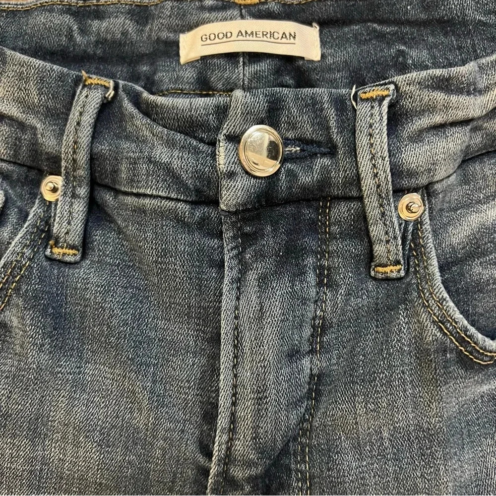 GOOD AMERICAN Good Legs Distressed Blue High Rise Skinny Crop Jeans Sz 6 /‎ 28 - Picture 6 of 6
